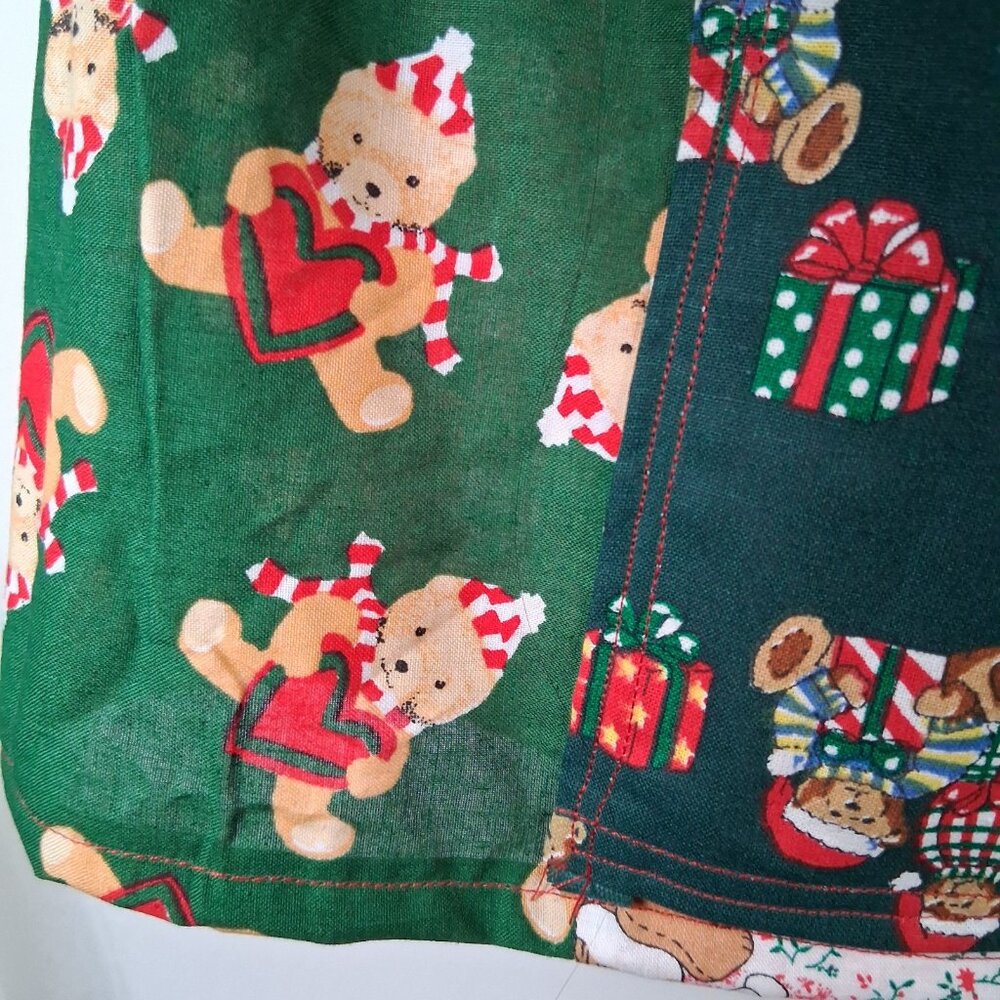 Handmade Christmas Teddy Bear Apron Patchwork Holiday One Of A Kind Homemade - Picture 4 of 15